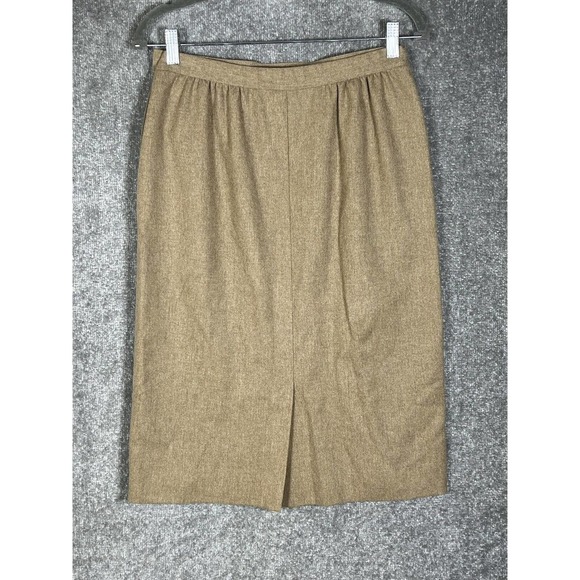 Pendleton Virgin Wool Skirt Womens Size 10 Petite Tan Brown Pockets Made‎ in USA - Picture 2 of 9